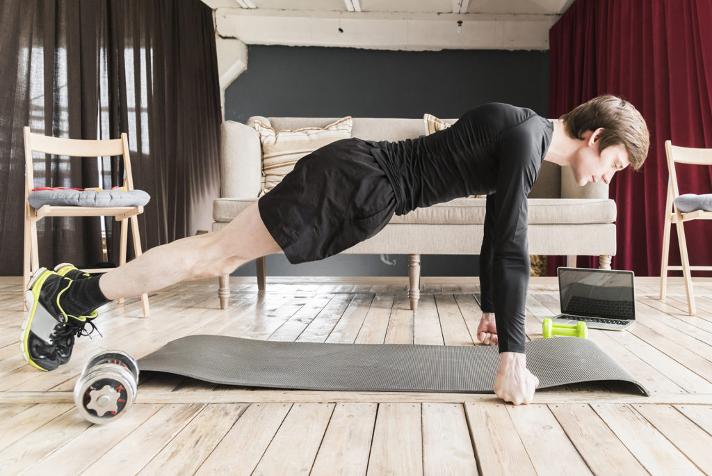 Man working out at home