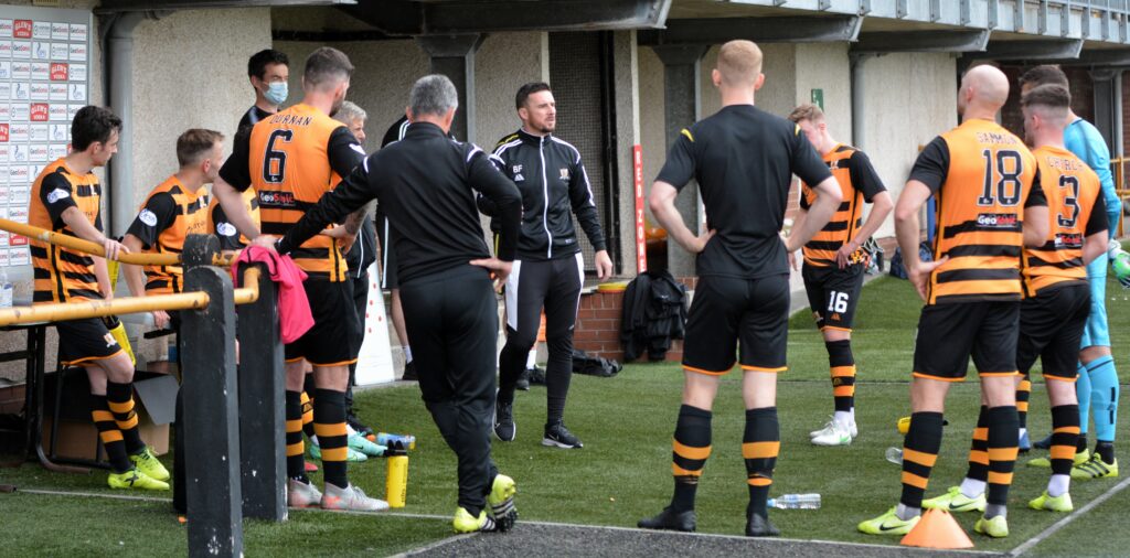 Alloa Athletic wearing their Pendle football kits and training wear