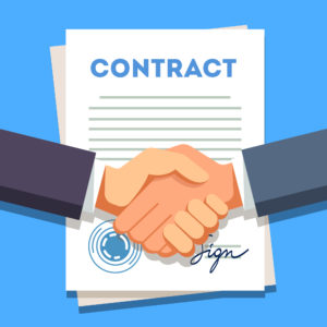 Shaking hands over a contract