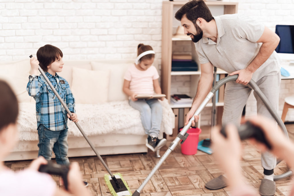 Cleaning the house