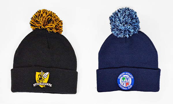Christmas gift ideas - bobble hats. An Alloa Athletic and a Forfar Athletic FC bobble hat.