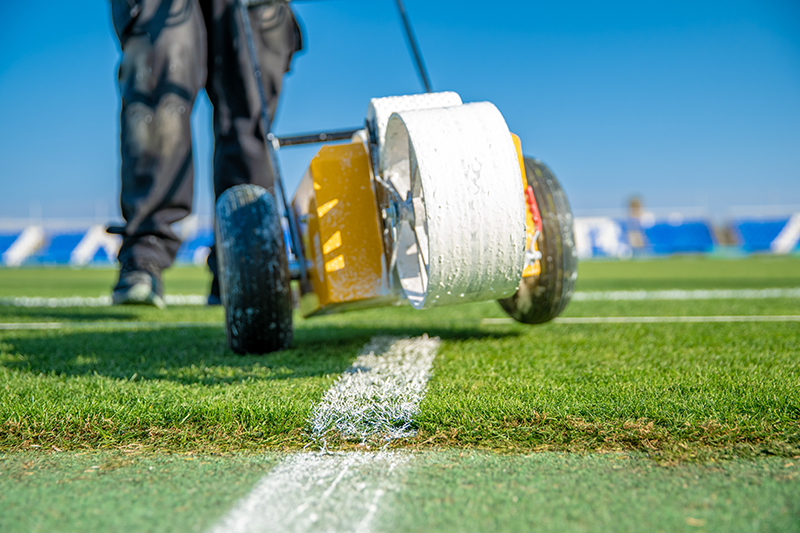 Football pitch maintenance line marking