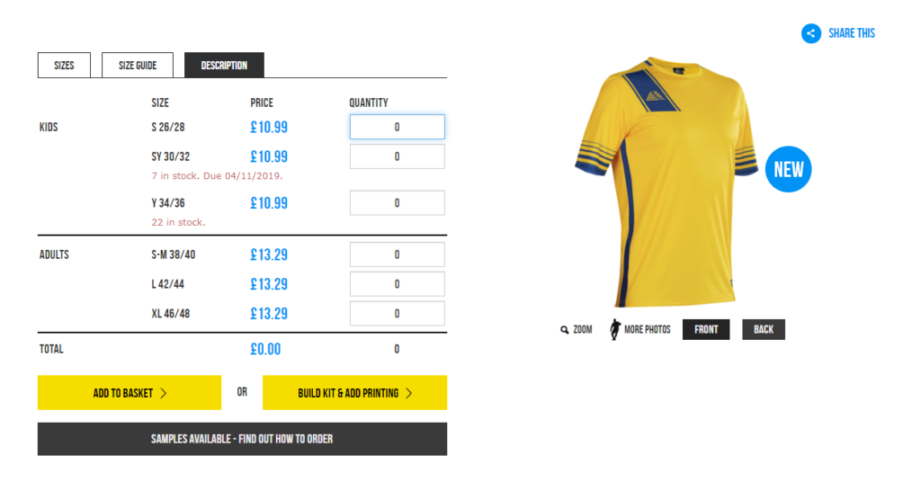 Pendle Sportswear Verona Football Shirt