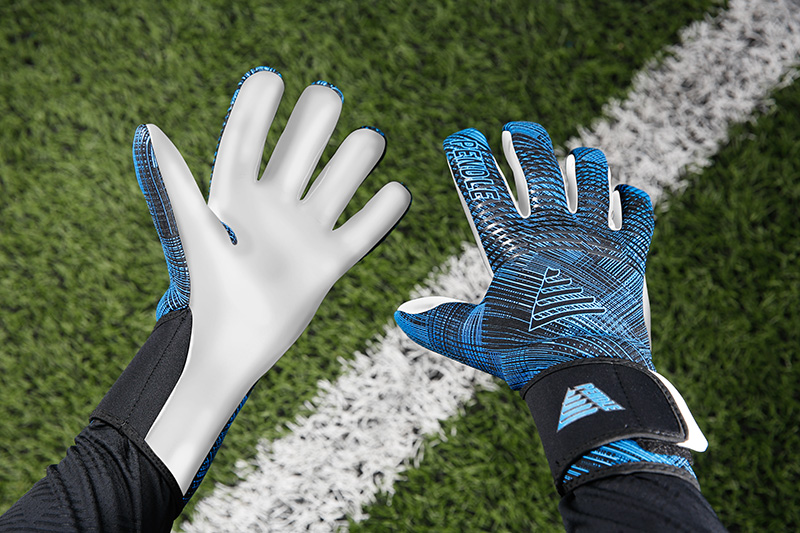Christmas gift ideas - goalkeeper gloves. You can see the line design on the back of one glove and the white foam palm of the second.