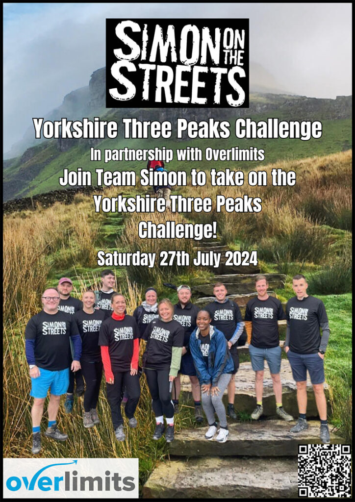 Simon on the Streets Yorkshire Three Peaks Challenge Poster