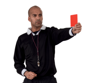 Referee showing red card